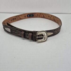 Justin Vintage Western Tooled Leather Belt Brown Size 38